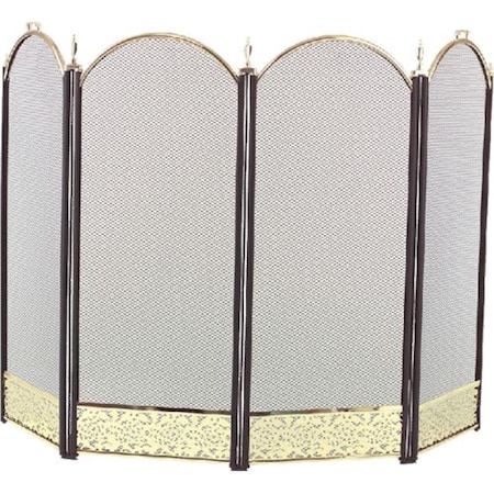 Dagan 4 Fold Arched Screen, Black & Polished Brass 2083-9F